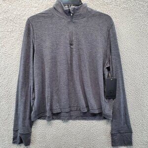 90 Degree By Reflex Cropped Long Sleeve Quarter Zip Heathered Night  Sz L New